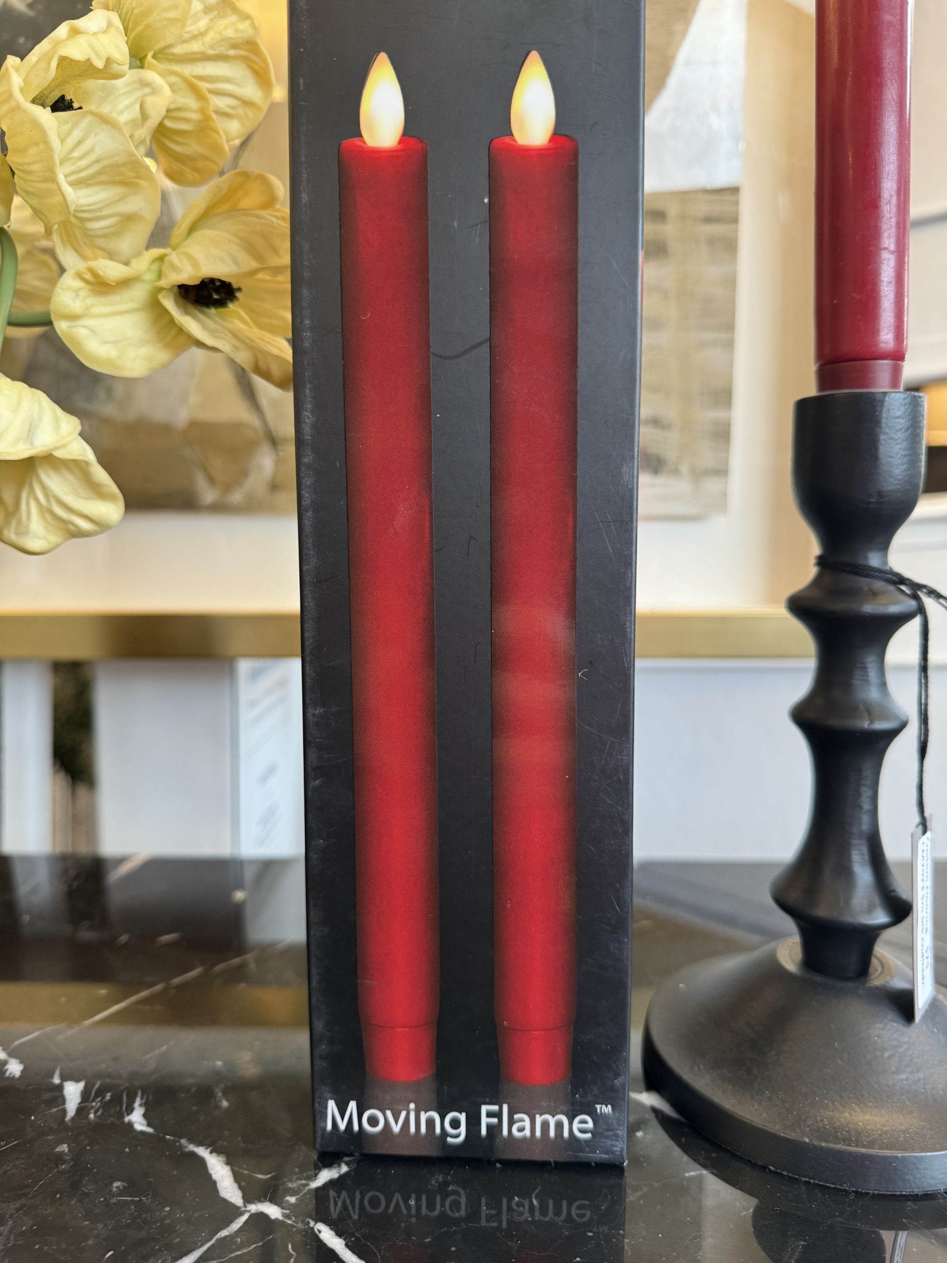 Set of 2 Red Taper Candles Custom Flooring and Interior Flooring