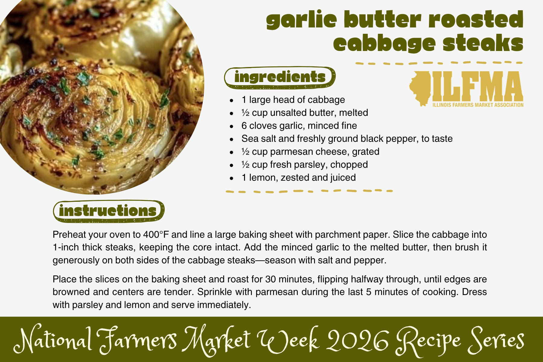 Garlic Butter Roasted Cabbage Steaks